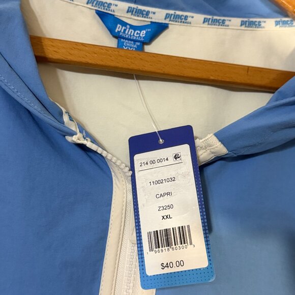 Prince Women’s Court Windbreaker Jacket Sky Blue/White Hooded Zip Front XXL NWT - Picture 4 of 6